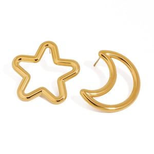 1 paar simple series  style moon edelstahl goldfarben damen ohrstecker h5 Bild6