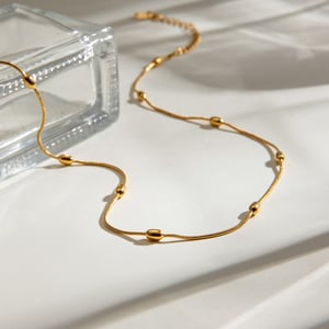 1 Stück Simple Series Einfache geometrische Edelstahl 18 Karat vergoldete Damen-Kettenhalsketten h5 Bild4