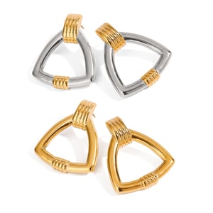 1 Pair Minimalist Series Classic Triangle Shape Stainless Steel Gold Color Women's Stud Earrings h5 Picture12