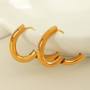 1 Paar Creolen aus der Simple-Serie, klassisch, einfarbig, Edelstahl, 18 Karat vergoldet, für Damen h5 Bild4
