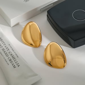 1 Pair Simple Series All-match Irregular Oval Stainless Steel Gold Color Women's Stud Earrings h5 Picture4
