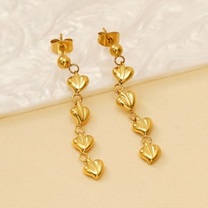 1 pair simple series classic tassel stainless steel  gold plated women drop earrings h5 Picture3