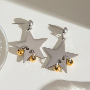 1 pair simple series classic geometric stainless steel  gold plated women drop earrings h5 Picture5