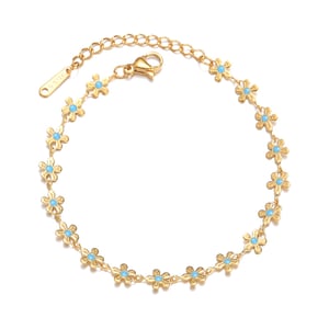 1 Stück Simple Series Niedliche Blume Edelstahl 18 Karat vergoldet Damen Charm Armbänder h5 Bild5