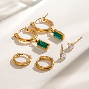 1 paio di orecchini da donna in acciaio inossidabile anulare placcato oro , eleganti e di lusso h5 Immagine3