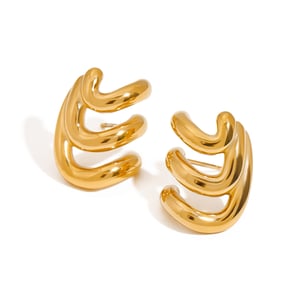 1 Pair Designable Series Minimalist Annular Line Stainless Steel Gold Color Women's Stud Earrings h5 Picture11