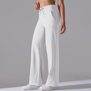 1 Piece Solid Colored High End Elastic Loose  Casual Women's Sports Long Pants h5 Picture4