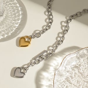 1 piece simple series sweet heart stainless steel  gold plated women charm bracelets h5 Picture3