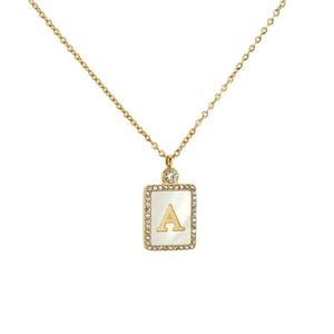 1 Stück Simple Series Daily Letter Edelstahl 18 Karat vergoldet Unisex Anhänger Halsketten h5 Bild6