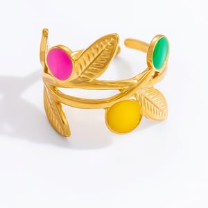 1 Stück Romantische Serie Natürliche Pflanze Edelstahl Gold Farbe Damen verstellbare Ringe h5 Bild6