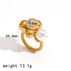 1 paio di anelli singoli in perle artificiali placcati in oro  con pois retrò della serie semplice h5 Immagine5