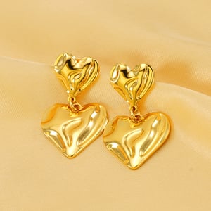 1 pair simple series daily heart stainless steel  gold plated women stud earrings h5 Picture4