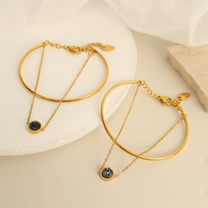 1 piece simple series simple geometric stainless steel  gold plated women charm bracelets h5 Picture3