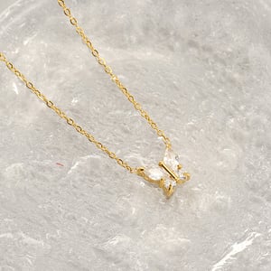 1 piece simple series simple bow knot titanium steel  gold plated zircon women pendant necklaces h5 Picture5