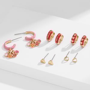 1 Set Stylish Series Chic Polychrome Heart Drop Oil Alloy Exquisite Women's Earrings Set h5 Picture3