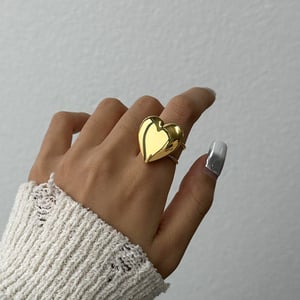 1 Paar Simple Series Sweet Heart Edelstahl 18 Karat vergoldete verstellbare Damenringe h5 Bild4
