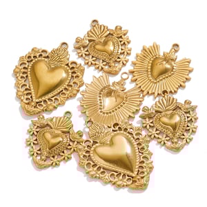 1 Piece Luxury Series Magnificent Heart Stainless Steel Gold Color Women's Pendants h5 Picture6