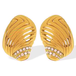 1 pair simple series simple geometric stainless steel  gold plated rhinestone women stud earrings h5 Picture6