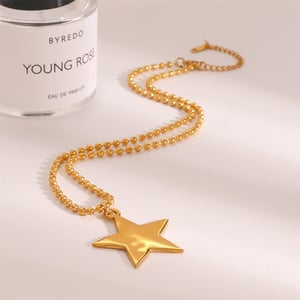 1 Piece Modern Series Daily Solid Pentagram Stainless Steel Gold Color Women's Pendant Necklaces h5 Picture6