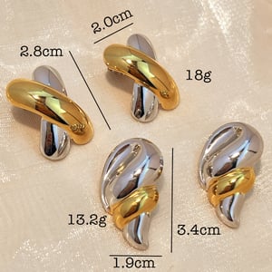 1 Pair Modern Series Retro Irregular Shape Stainless Steel Gold & Silver Color Women's Stud Earrings h5 Picture5