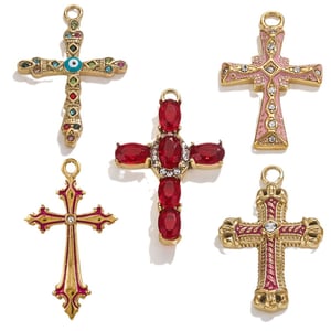 1 pair classic series retro cross  gold plated women pendants h5 Picture5