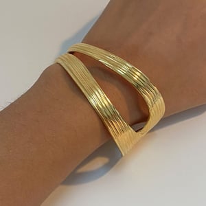 1 Piece Simple Series Elegant Solid Line Stainless Steel Gold Color Women's Bangles h5 Picture4