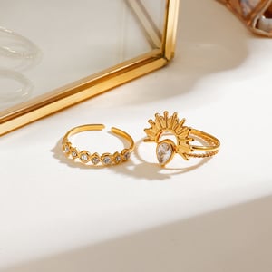 1 stück luxuriöse serie  style droplet edelstahl goldfarben damen ring sets h5 Bild4
