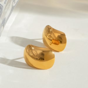 1 pair simple series simple droplet stainless steel  gold plated women stud earrings h5 Picture3
