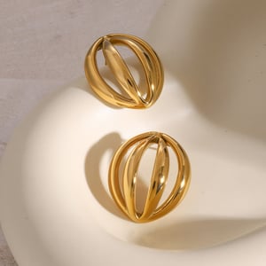 1 pair simple series simple geometric stainless steel  gold plated women stud earrings h5 Picture4
