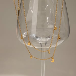 1 piece simple series elegant sun/moon stainless steel  gold plated rhinestone women layered necklaces h5 Picture3