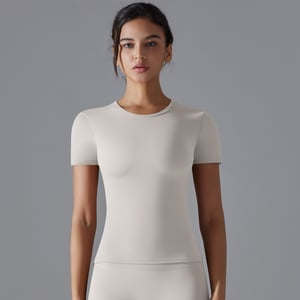 1 Piece High Elastic Skin Tight Breathable Yoga Short Sleeved Women's Sports T Shirt h5 Picture6