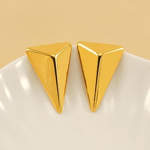 1 pair simple series simple titanium steel  gold plated women stud earrings h5 Picture5