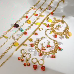 1 Piece Polychrome Series Natural Fruit Stainless Steel Gold Color Women's Pendant Necklaces h5 Picture10