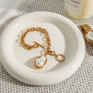 1 stück romantische serie elegante unregelmäßige edelstahl  vergoldet frauen charm armbänder h5 Bild4