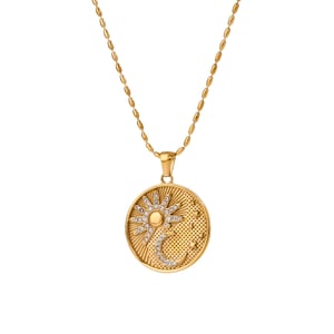 1 Piece Romantic Series Stylish Sun & Moon Pattern Stainless Steel Gold Color Women's Pendant Necklaces h5 Picture6