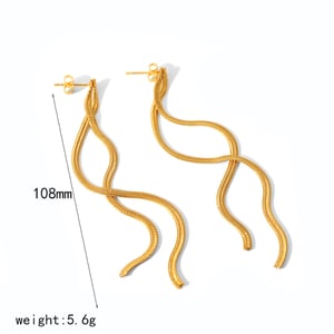 1 pair simple series high-end tassel stainless steel  gold plated women stud earrings h5 Picture4