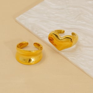 1 Paar Simple Series Klassischer Titanstahl 18 Karat vergoldete verstellbare Damenringe h5 Bild4