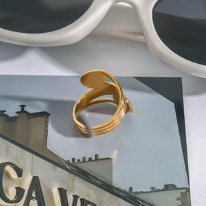 1 Piece Modern Series Spiral Line Stainless Steel Gold Color Women's Adjustable Rings h5 Picture8