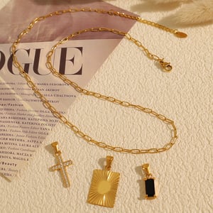 1 piece simple series simple cross stainless steel  gold plated zircon women pendant necklaces h5 Picture4