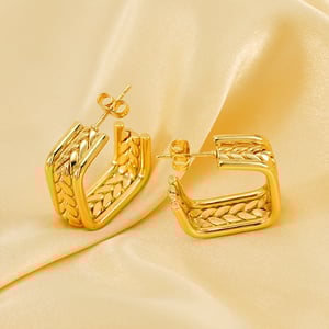 1 pair simple series simple geometric stainless steel  gold plated women stud earrings h5 Picture3