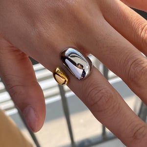 1 Piece Simple Series Irregular Oval Shape Stainless Steel Gold Color Women's Single Rings h5 Picture10