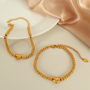 1 piece simple series retro heart stainless steel  gold plated women beaded bracelets h5 Picture6