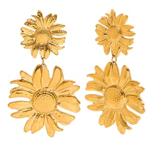 1 Pair Luxurious Series Natural Flower Stainless Steel   Gold Color  Women's Drop Earrings h5 Picture8