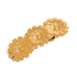 1 pair romantic series retro flower stainless steel gold plated women hair clips h5 Picture5