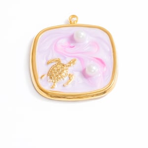 1 Piece Romantic Series Vacation Beach Marine Elements Oil- Glazing Stainless Steel Gold Color Shell Women's Pendants h5 Picture7
