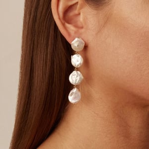 1 pair classic series elegant beads stainless steel  gold plated artificial pearl women drop earrings h5 Picture4