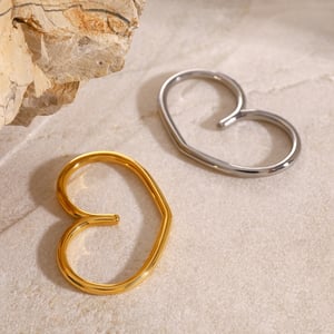Anillo individual para mujer, de acero inoxidable, chapado en oro de 18 quilates, con diseño geométrico diario, serie simple, 1 par h5 Imagen4