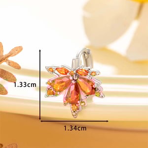 1 Piece Shining Series Statement-making Maple Leaf Copper Zircon Women's Hoop Earrings h5 Picture4