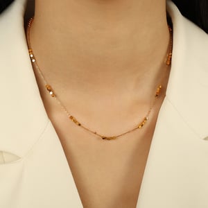 1 Piece Simple Series Minimalist Solid Color Cubic Titanium Steel Gold Color Women's Chain Necklaces h5 Picture5