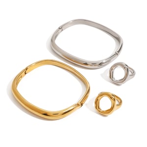 1 stück simple series  ringförmige edelstahl goldfarben plattierte damenarmreifen h5 Bild8